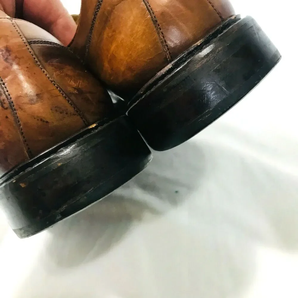 Avventura Shoes Split Toe Leather Oxford Handmade Spain 9.5 Brown Lace Academia